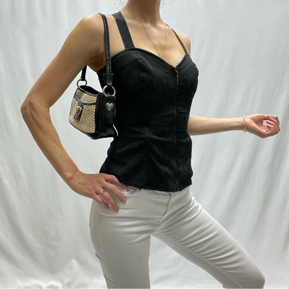 Foxy Jeans corset size S black printed textured sexy whimsygoth